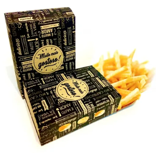 Caixas batata frita, porções Delivery