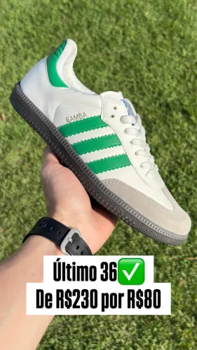 Tênis Adidas Samba Branco Verde Novo