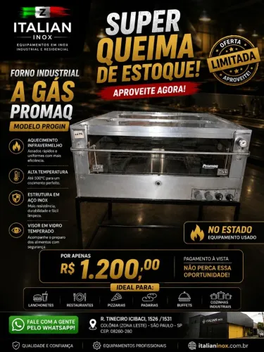 Forno Promaq a gás no estado apenas R$1.200,00
