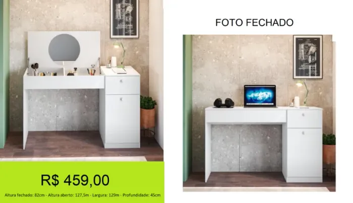 Penteadeira em oferta com espelho incluso