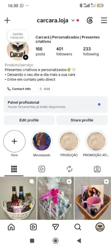 INSTAGRAM DE LOJA DE PERSONALIZADOS À VENDA