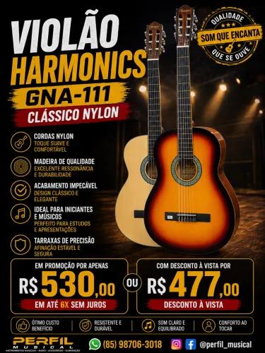 Violão Harmonics clássico nylon Gna111
