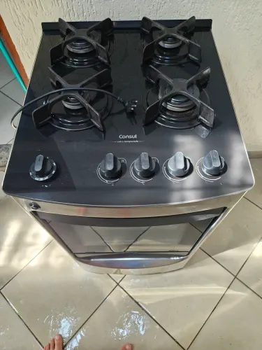 Fogão Consul 4 bocas inox mesa de vidro CFO4VAR