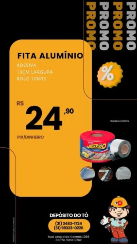 Fita Adesiva Alumínio Manta 10cm - rolo 10mts