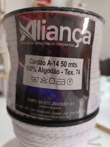 2 rolo de Cordão de algodão aliança A14 50 metros 