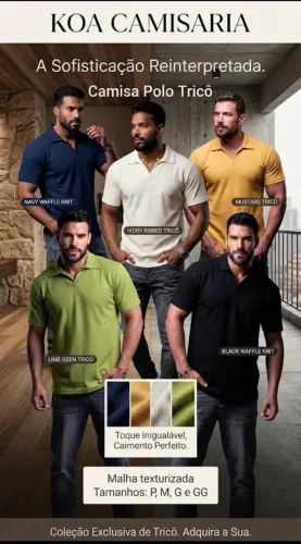 Camisa no tricô malha texturizada nos tamanhos P M G e GG