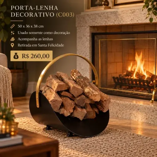 PORTA-LENHA DECORATIVO PARA LAREIRA (C003)