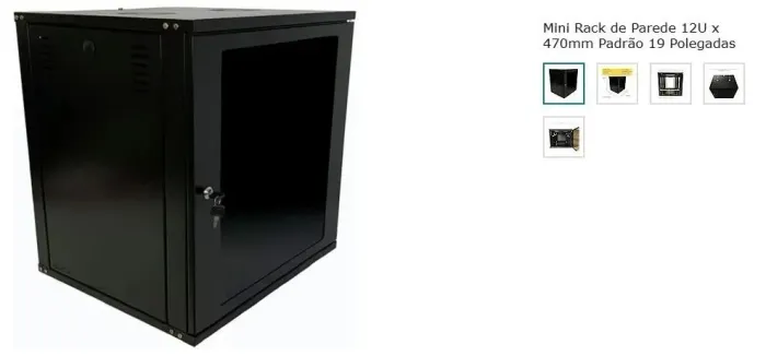 Mini Rack de Parede 12U x 470mm Padrão 19 Polegadas