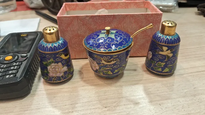 Cloisonné Conjunto Açucareiro Canela e Pimenta e