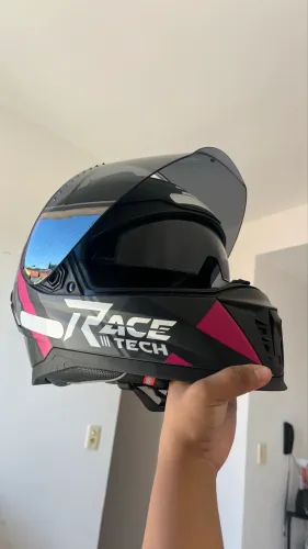 Capacete Race Tech Volt Abstrak Preto Com Rosa Fosco 