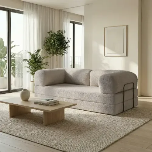 Sofá a vácuo 2 Lugares que vira cama bege