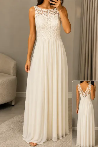 Vestido bege romântico