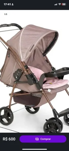 Carrinho de bebê galzerano rosa