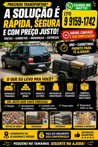 Pensou, pequenos carretos, materiais de construção, etc, chama no zap *42