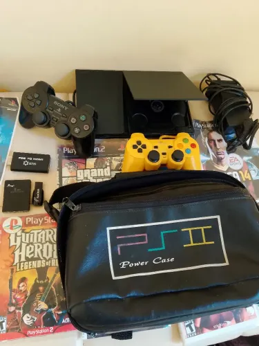 PS2 Playstation 2 Completo com Power Case e Lotado de Jogos
