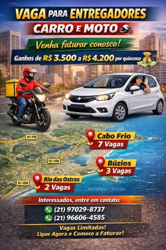 VAGA DE ENTREGADORES CABO FRIO