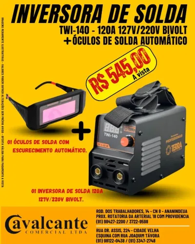 Inversora Solda Bivolt Twi-140 + Óculos de solda Escurecimento Automático