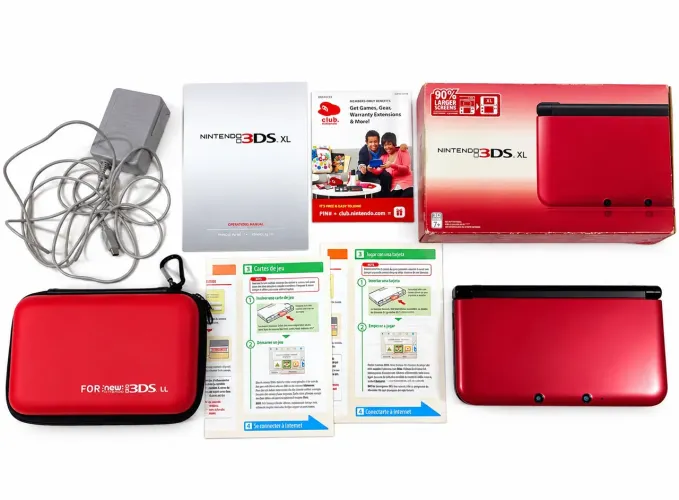 Nintendo 3ds XL Vermelho na Caixa Desbloqueado- Envio Olx Pay