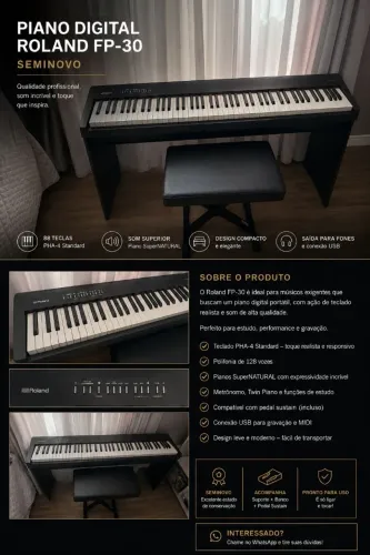 Piano Digital ( praticamente Novo ) Roland FP30