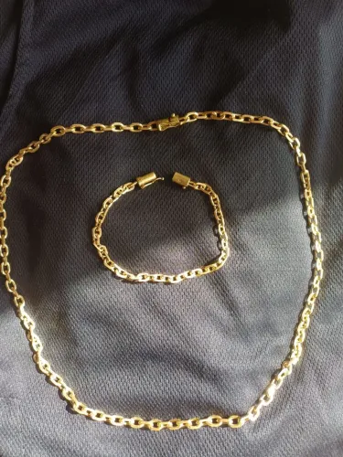 Corrente e pulseira de moeda antiga