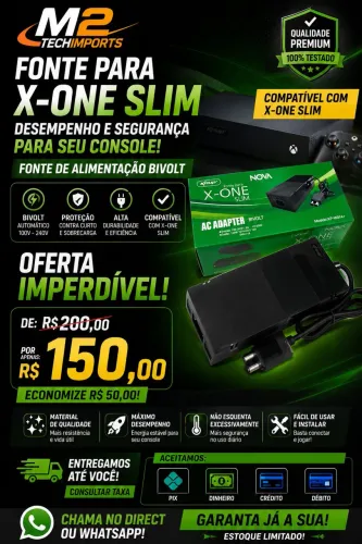 Fonte De Alimentação Compatível Xbox One Fat Bivolt 2 Pinos Alta qualidade