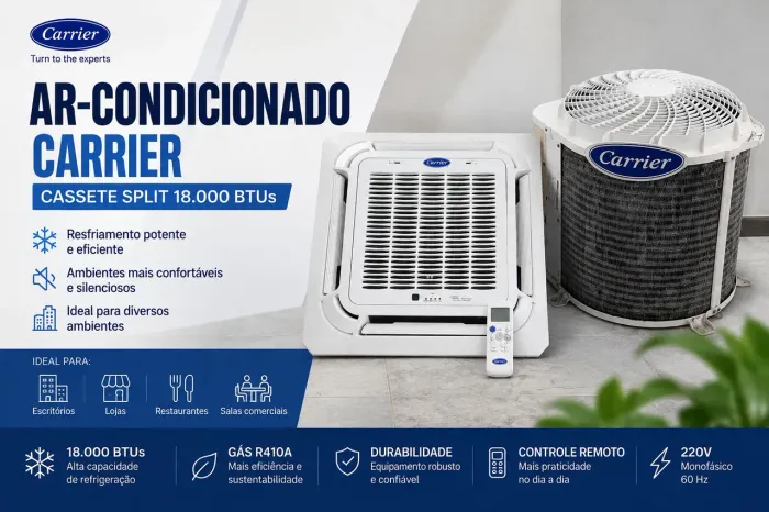 Ar-condicionado carrier cassete 18.000 BTUs 220v com Controle