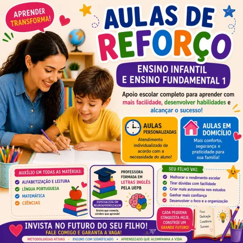 Aulas de Reforço escolar à domicílio 