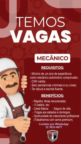 Vaga para Mecânico 