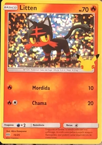 Carta Holográfica Pokemon TCG Coleção McLanche Feliz 25 Anos - Litten
