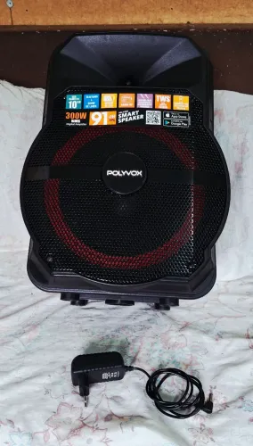 Caixa de Som Polyvox 300W bluetooth XC 700T semi nova