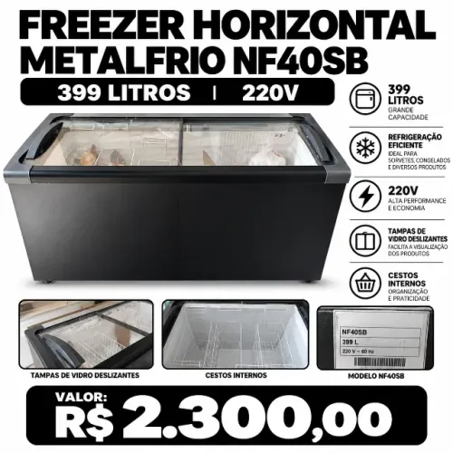 Freezer Horizontal Metalfrio NF40SB 399L 220V