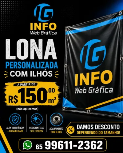 Lona impressa personalizada com ilhós
