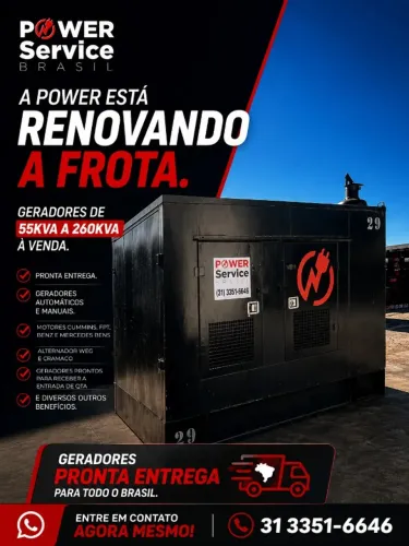 A POWER ESTÁ RENOVANDO A FROTA, Geradores de 55kva à 260kva a venda