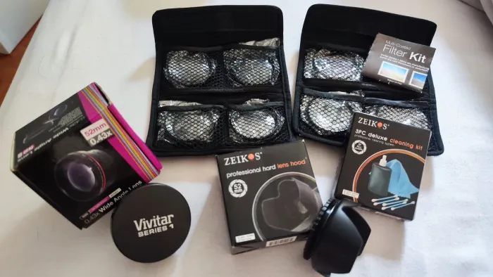 Kit Vivitar 52mm com lentes e filtros
