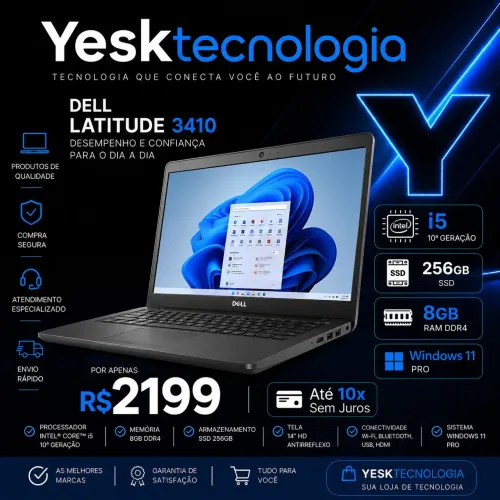 Notebook Dell i5 10ª SSD 256GB 8GB RAM DDR4 Até 10x Sem Juros