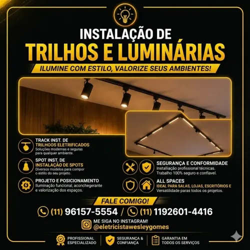 Instalação de Trilho Eletrificados e Luminarias