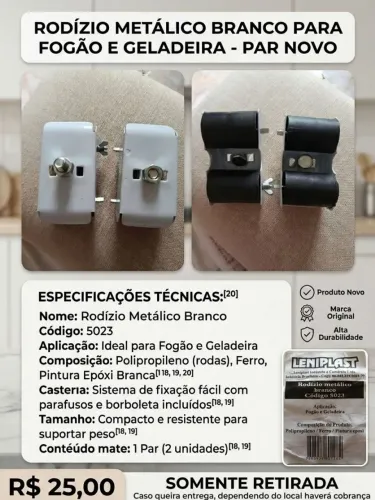 Par de Rodízio para Geladeira e Fogão