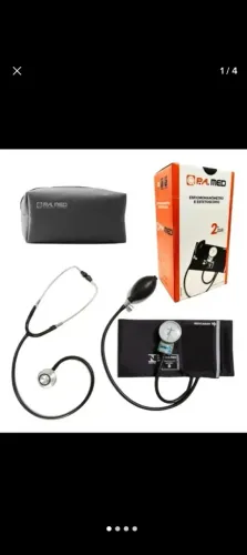 Kit esfigmomanômetro Aneróide, estetoscópio e oxímetro 