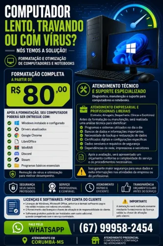Formatação e otimização de notebook e desktop