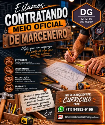 Contratasse meio oficial de marceneiro