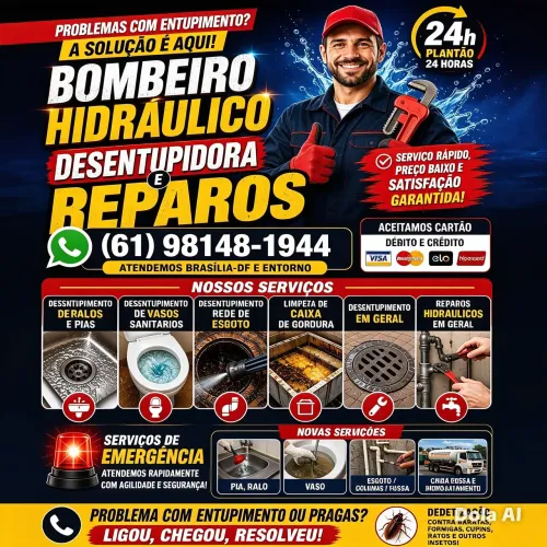 desentupidora hidrojateamento pia vaso esgoto EM BRASÍLIA-DF E ENTORNO 