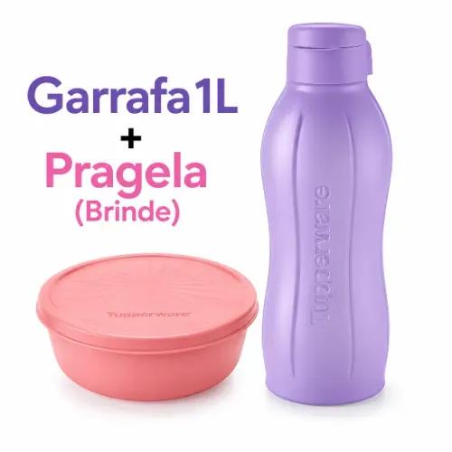 Garrafa Tupperware 1L Lilás + Pragela 450ml Brinde