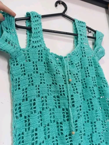 vestido saída de praia de tricô m