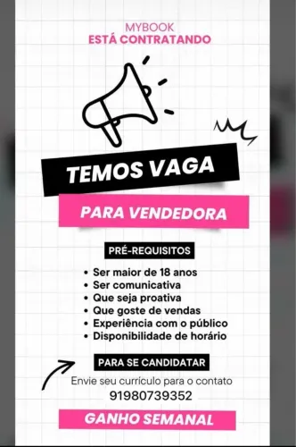 Vaga vendedora 