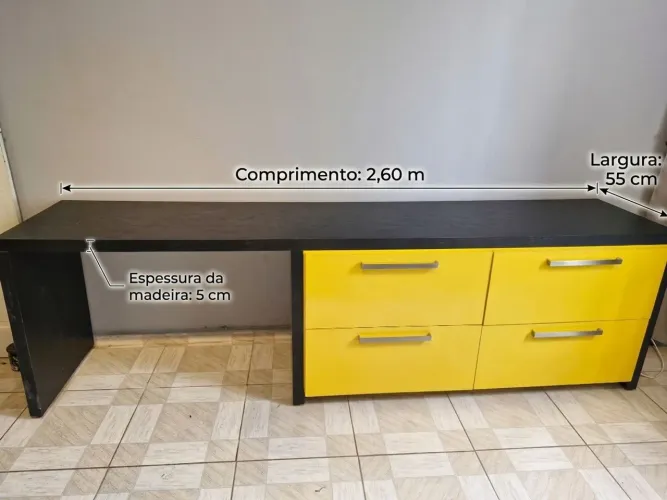Escrivaninha 2,60m Alto Padrão + gavetas