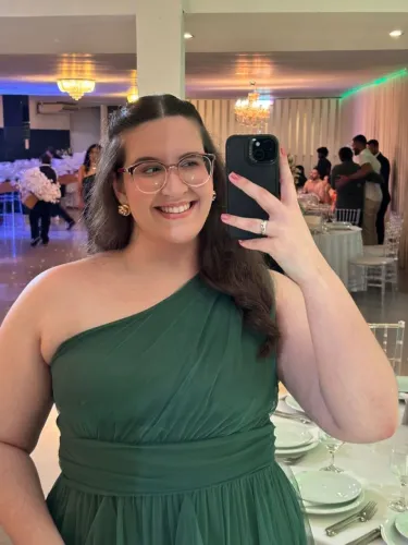 Vestido de festa verde floresta