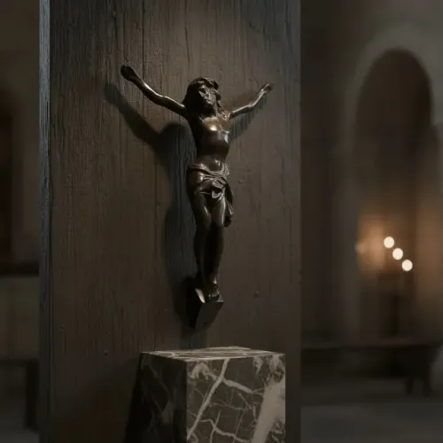 Crucifixo de Metal Jesus Crucificado - Decoração Religiosa Tradicional Antigo