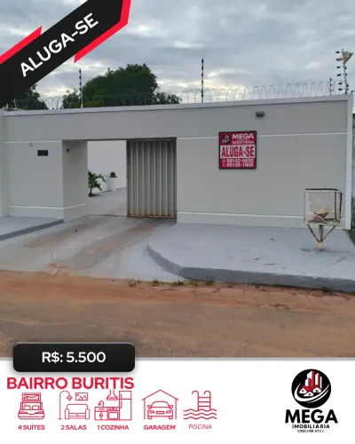 CASA COM PISCINA PARA LOCAÇÃO  BAIRRO BURITIS