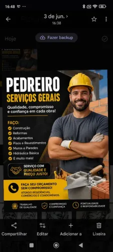 *Pedreiro e pintor Confiável - Parcelo no Cartão