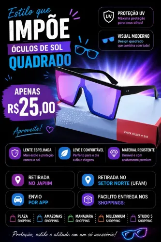 Óculos de Sol Quadrado